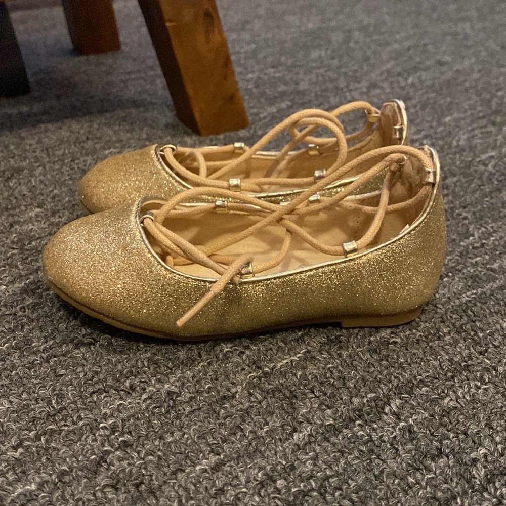 Gold Glitter Ballerina Shoes